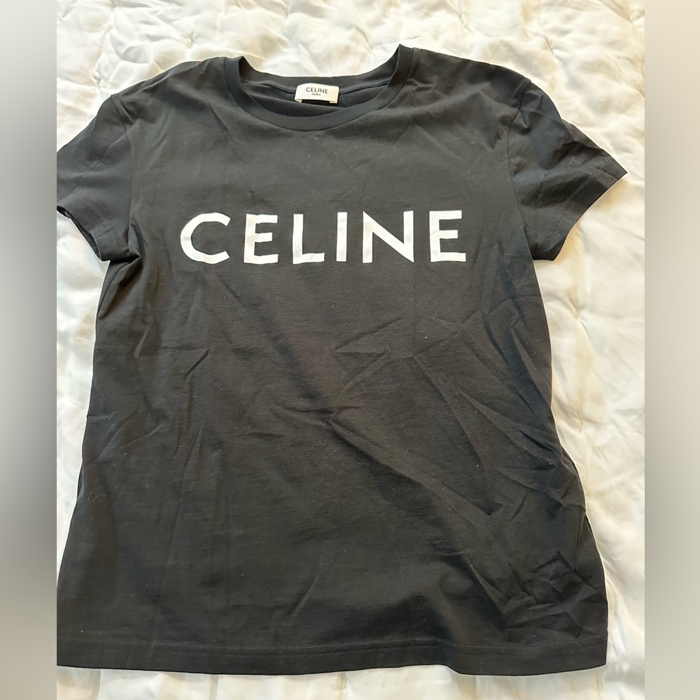 Celine 100% authentic with tags never worn size XS black cotton tee shirt.
